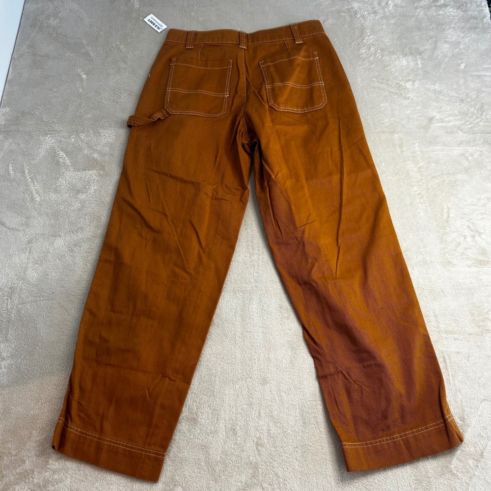 NWT Old Navy High Rise Straight Carpenter Pants 8 Brown Canvas Utility Workwear - Picture 3 of 8